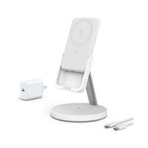 ANKER MAGGO 2-IN-1 MAGNETIC BATTERY STAND BUNDLE UK CHARGER WHITE